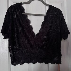 SHEIN Black Lace Crop Top